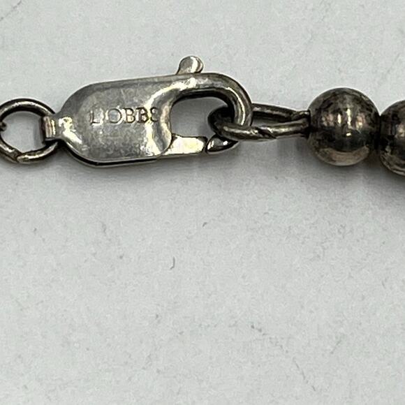 Dobbs Sterling Silver Vintage Ball and Lapis Lazuli 4-5mm Beaded Necklace 20” - Picture 6 of 12